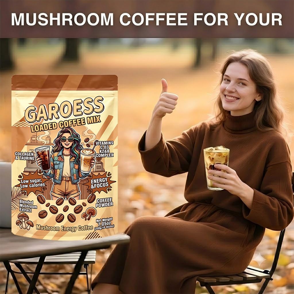 Coffee Mix with Mushroom Collagen Taurine and Vitamin Complex, 20 Servings 2 Pack E96240