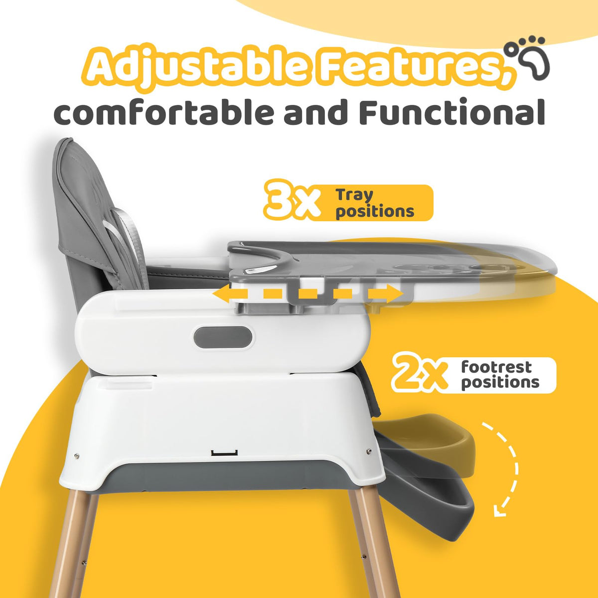 5 in 1 Portable High Chair with Double Tray S353147