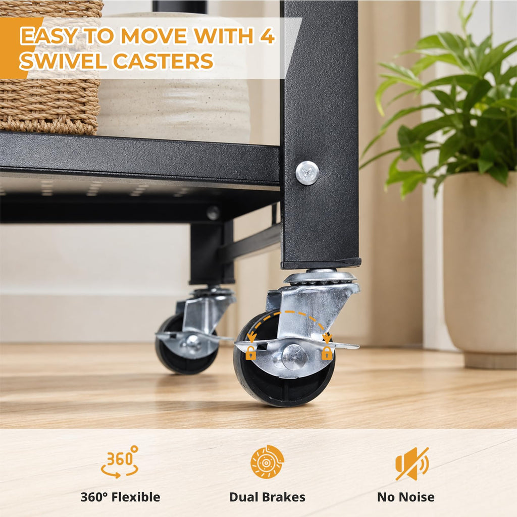 5 Tier Foldable Metal Storage Shelf with Wheels C81079
