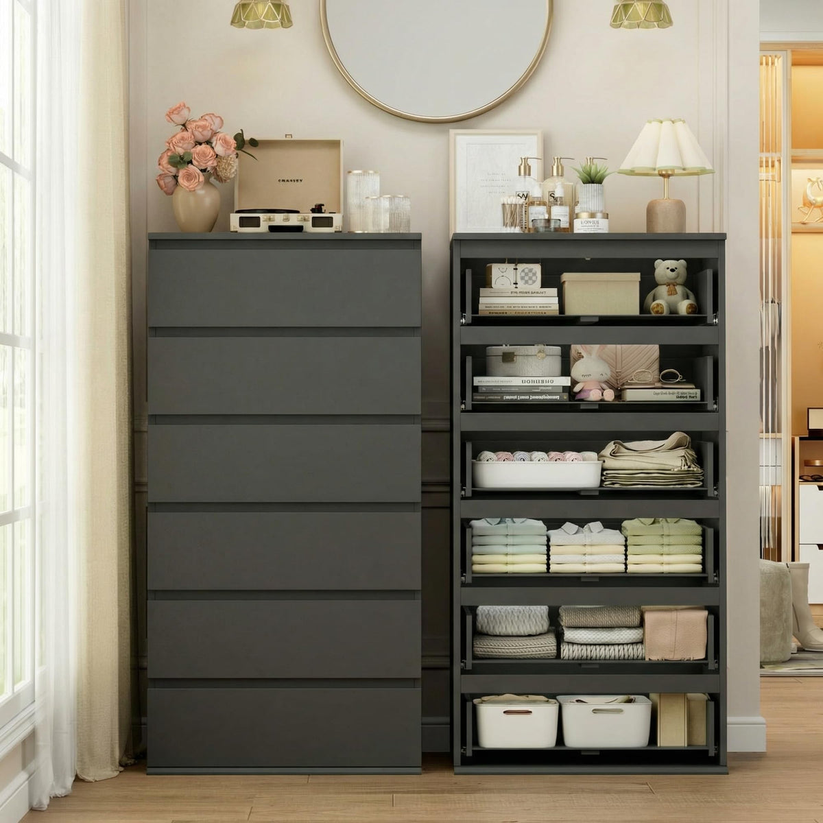 Black 6 Drawer Dresser B32781