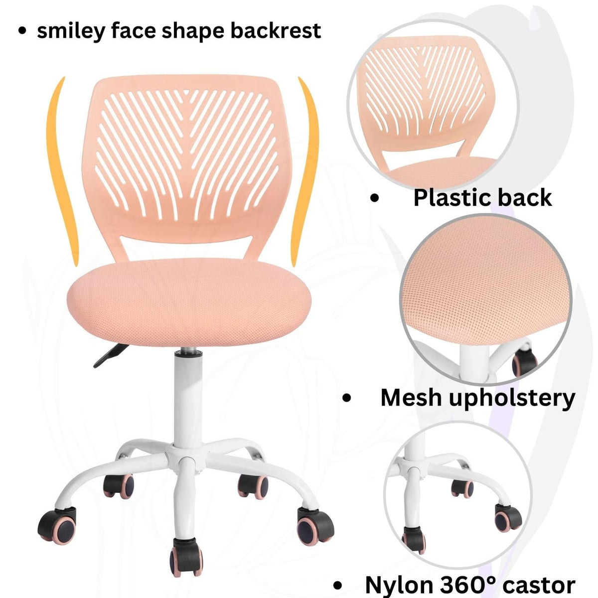 Orange Mesh Height Adjustable Swivel Desk Chair O373