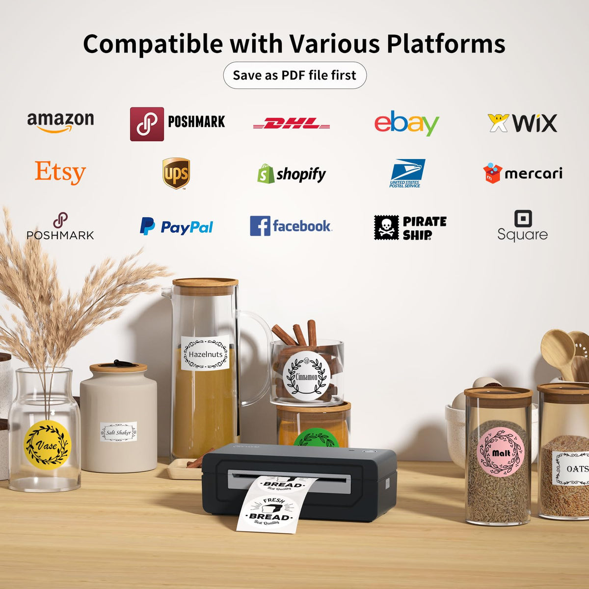 Bluetooth Thermal Shipping Label Printer, 4X6 Inkless Wireless Label Printer C479