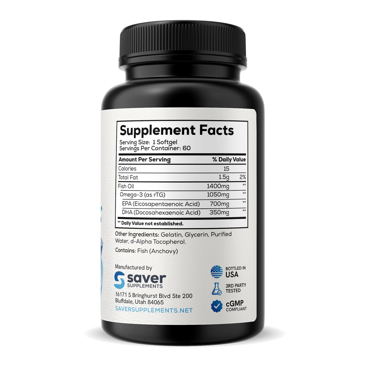 Omega 3 Fish Oil 1400 mg 60 Softgels U96023