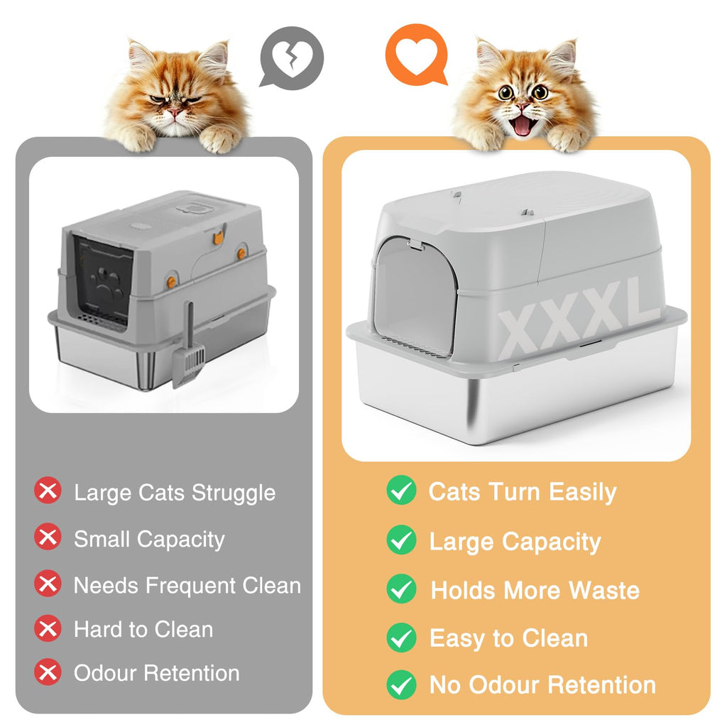 XXXL Stainless Steel Cat Litter Box with Lid O97746