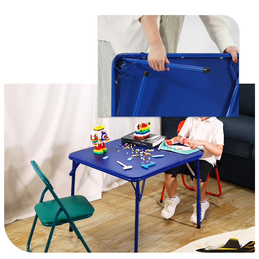 Kids Folding Square Table with Vinyl Padded Top, Blue J717478