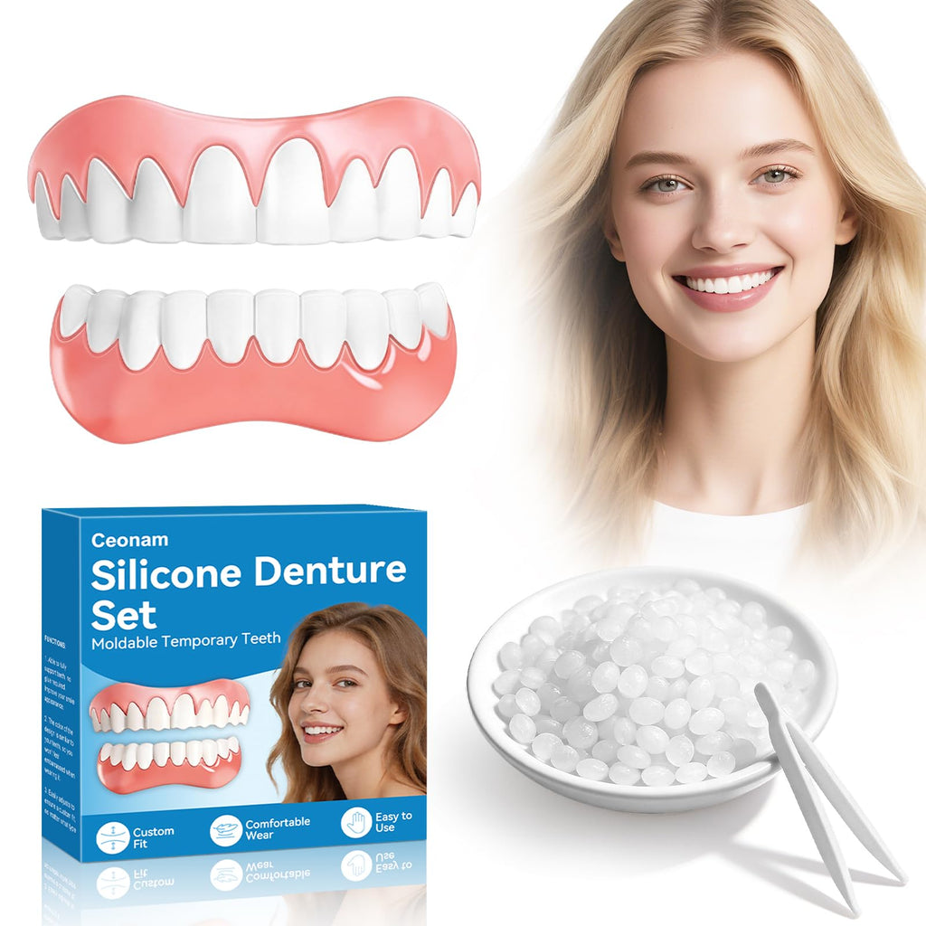 Moldable False Teeth Dentures Set with Dental Adhesive Beads W37275