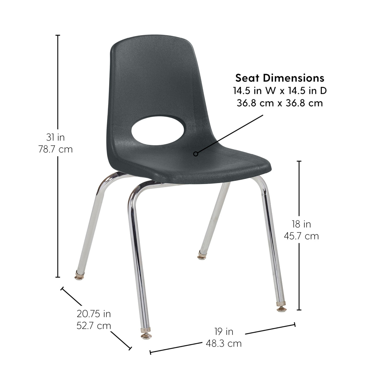 18" Black Stack Chair 5-Pack X68355