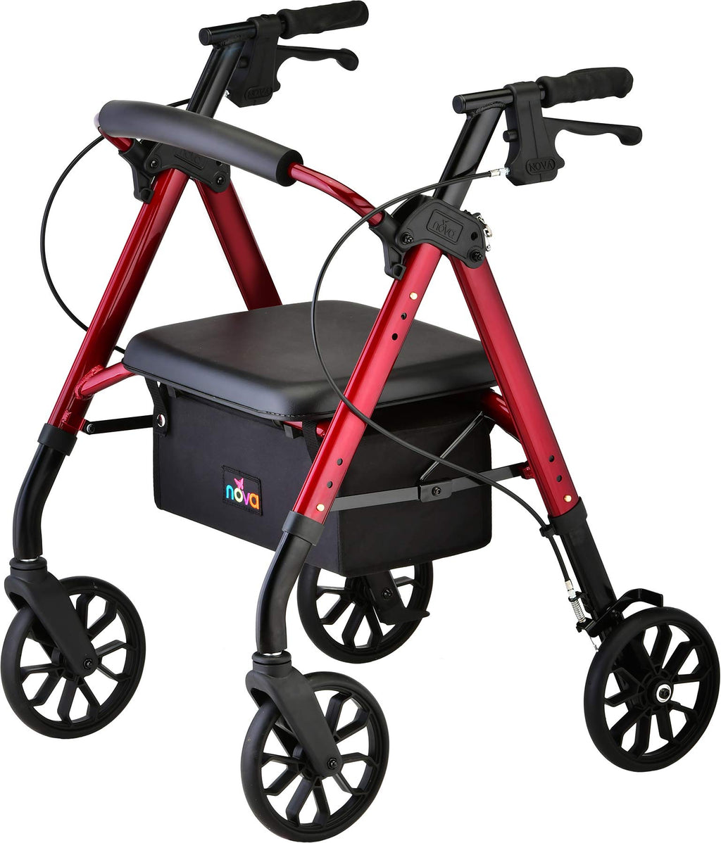 Red 8" Wheel Rollator Walker with Padded Seat M241840
