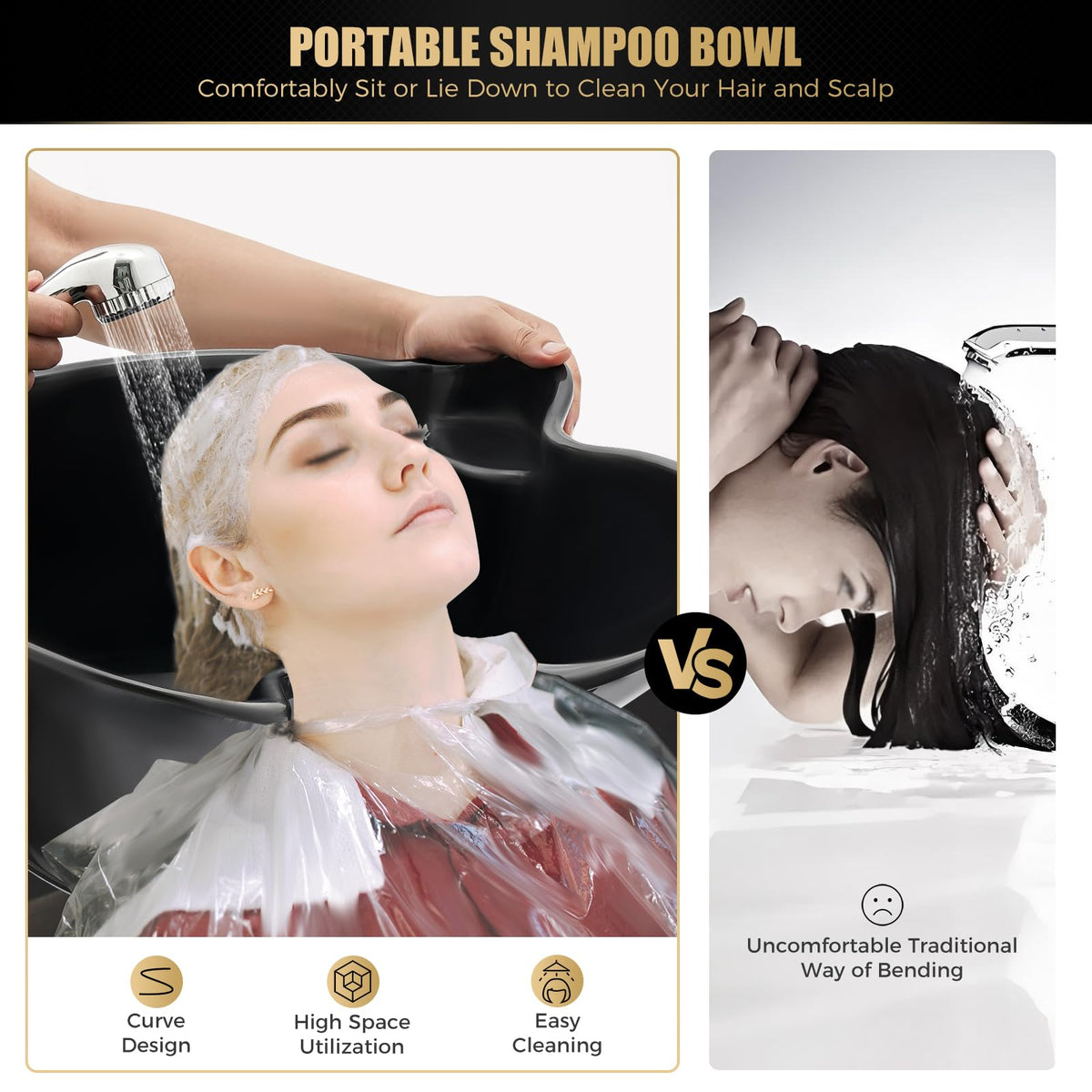 Portable Shampoo Basin with 2 Buckets and Electric Pump I8416