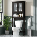 Over Toilet Storage Cabinet with Glass Doors and Adjustable Shelf M37783