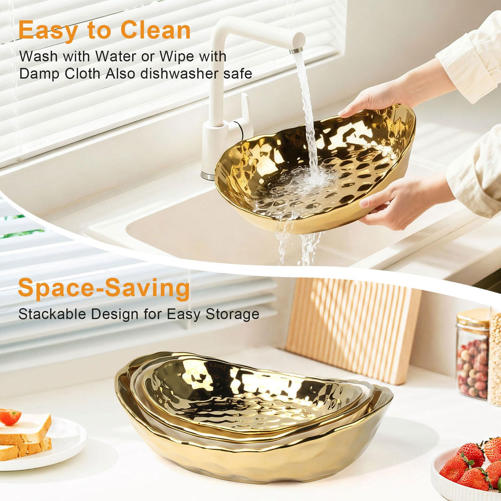 3 Tier Ceramic Fruit Bowl with Metal Stand A248801