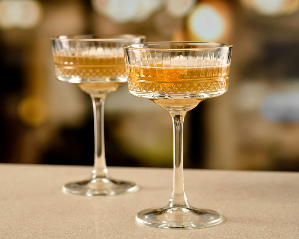 Vintage Coupe Glasses Set Of 6 Long Stem Glassware 8.8 oz P298