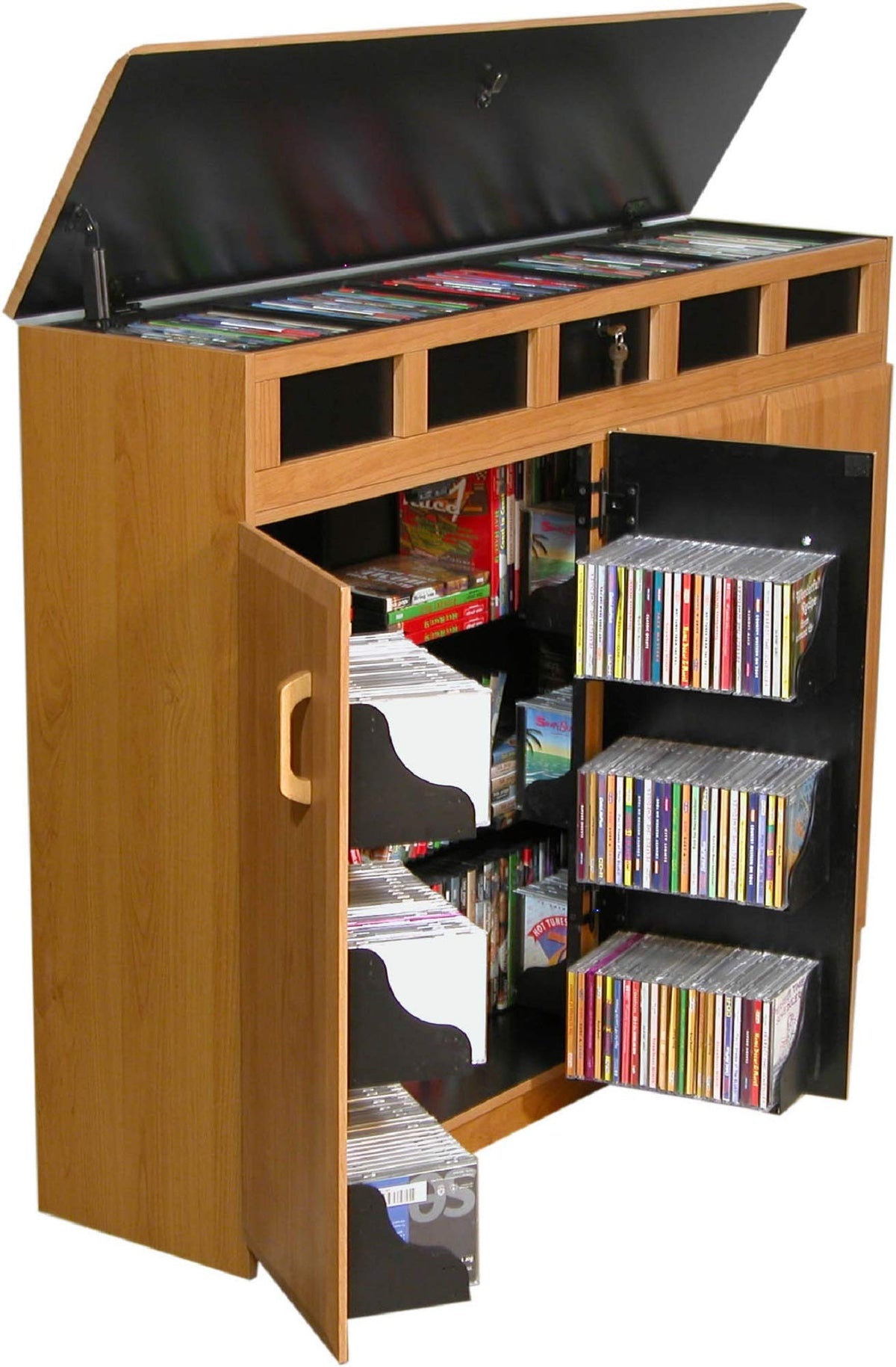 Oak Top Load Media Cabinet P1229