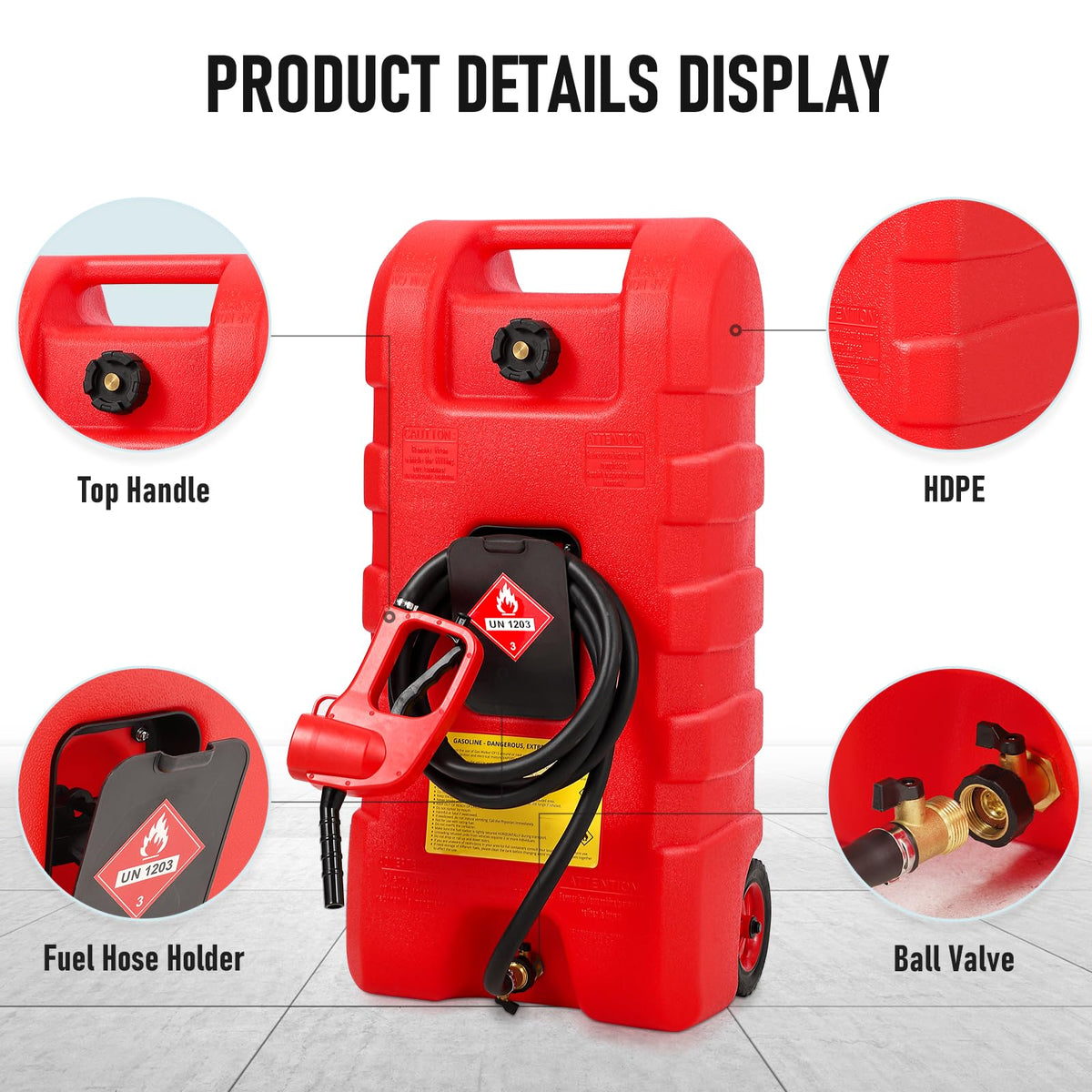 15 Gallon Wheeled Fuel Caddy with Manual Siphon Pump & 10FT Hose M625