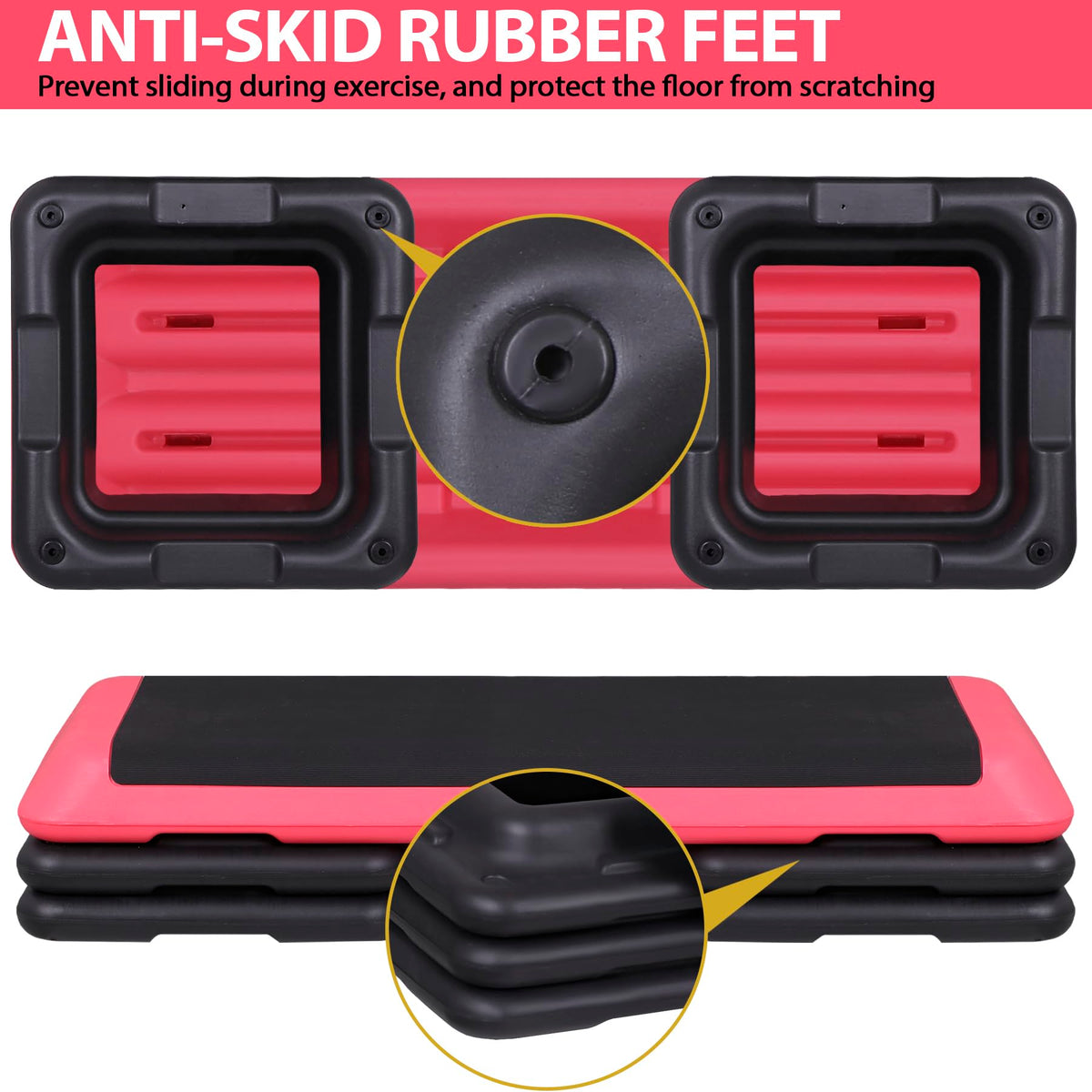 43" Adjustable Exercise Aerobic Step Platform with 4 Removable Risers O35505