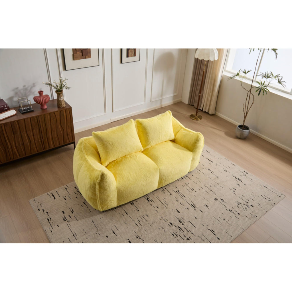 Oversized Faux Fur Memory Foam Bean Bag Sofa T381980