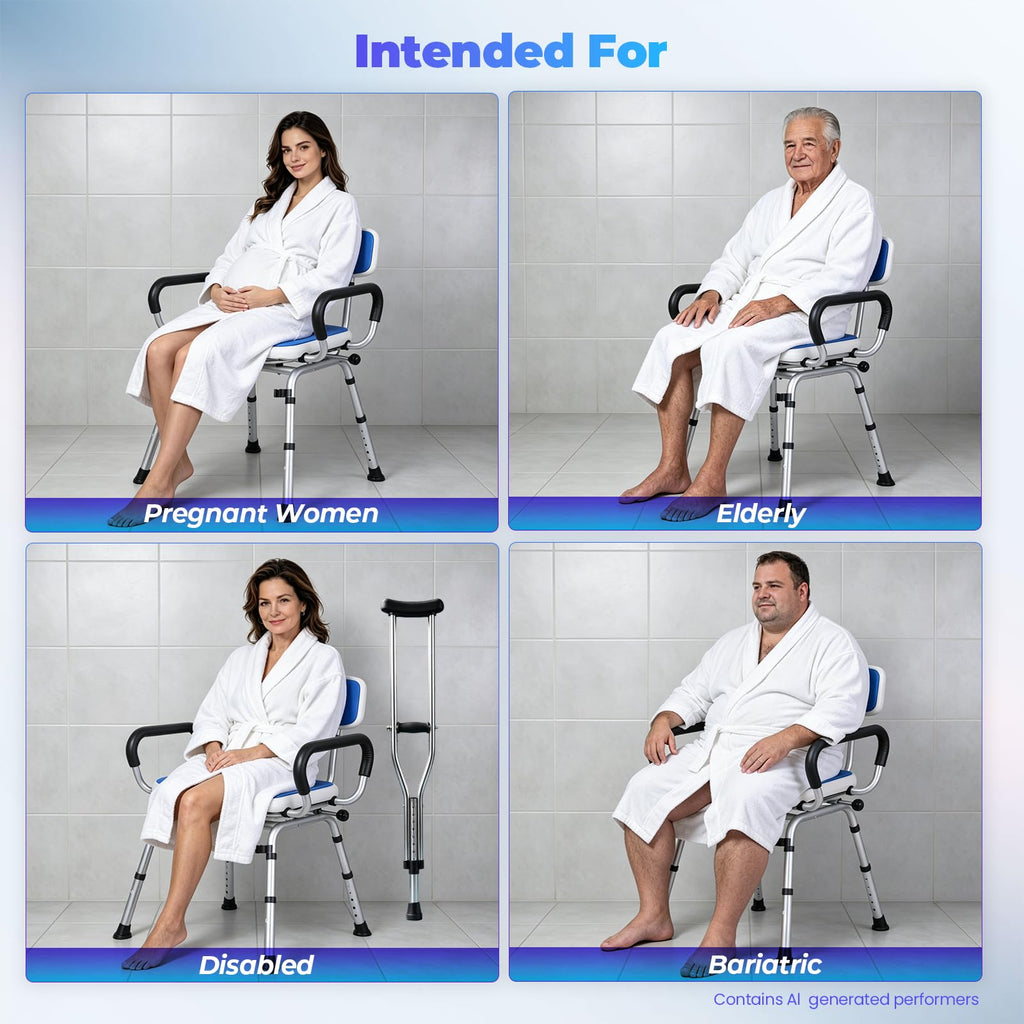 Swivel Shower Chair with Arms and Back Y75524