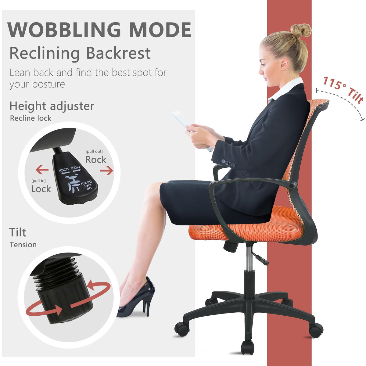 Orange Ergonomic Mesh Gaming Chair Q178410