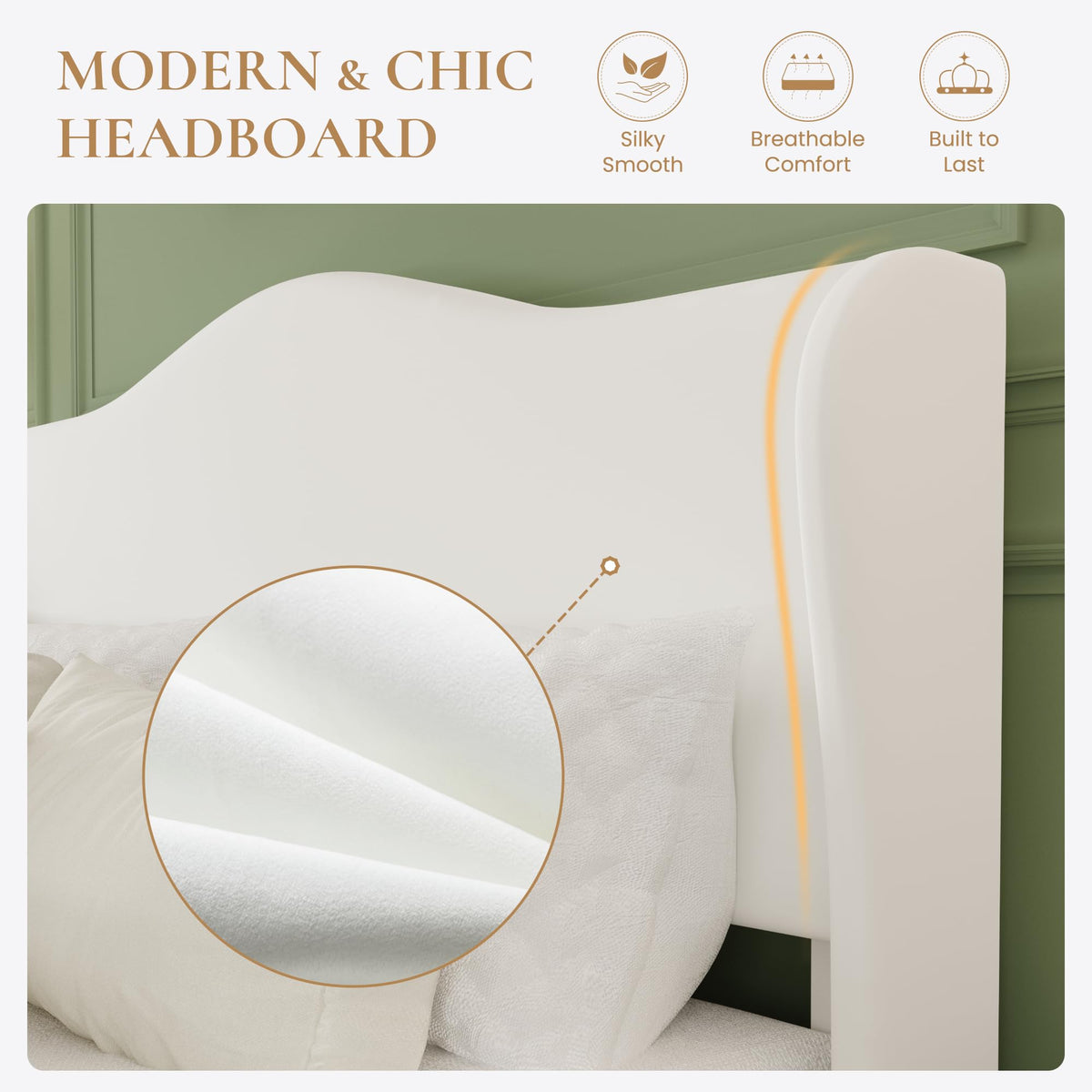 Queen Size Bed Frame with Wingback Headboard X91686