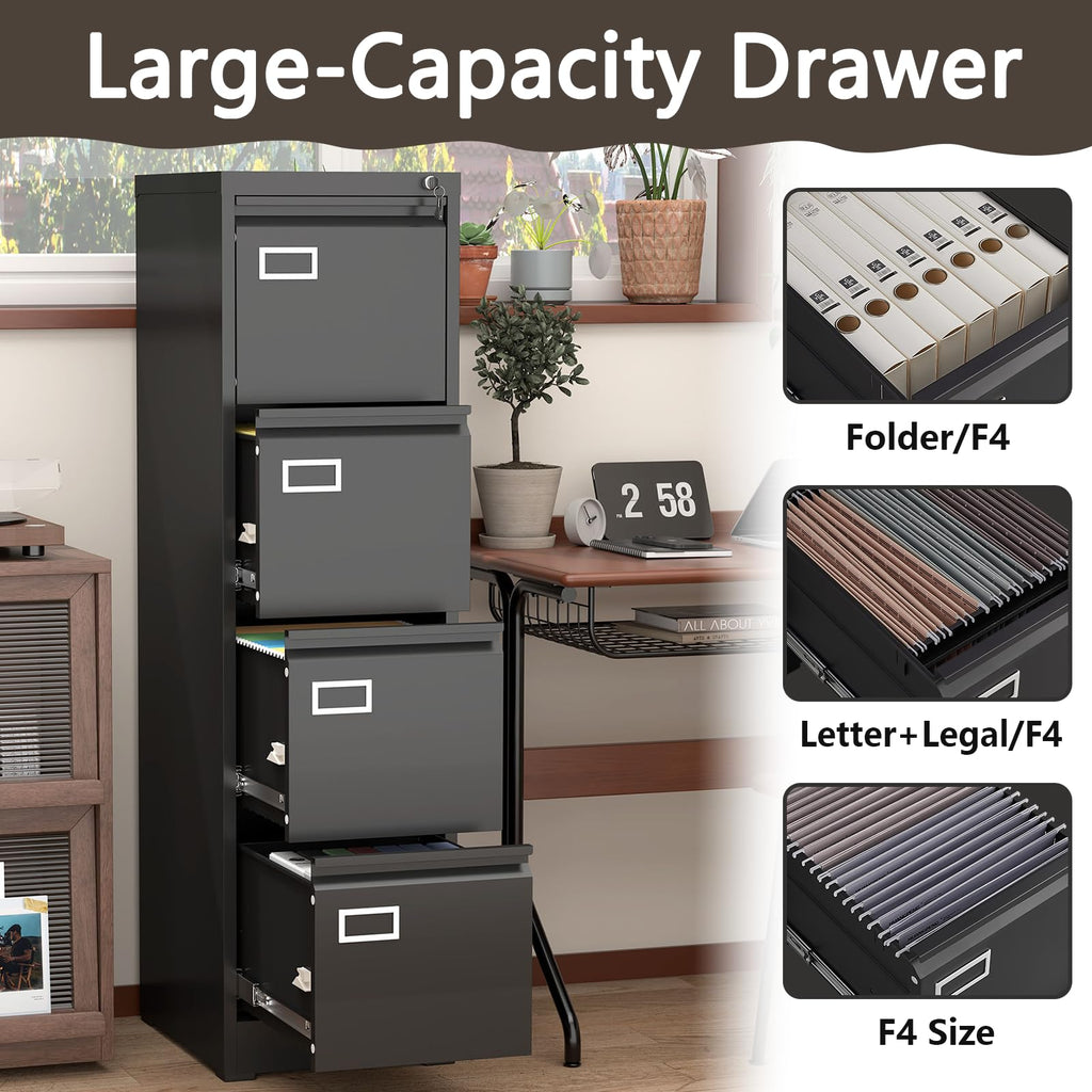 4 Drawer Metal File Cabinet with Lock U80495