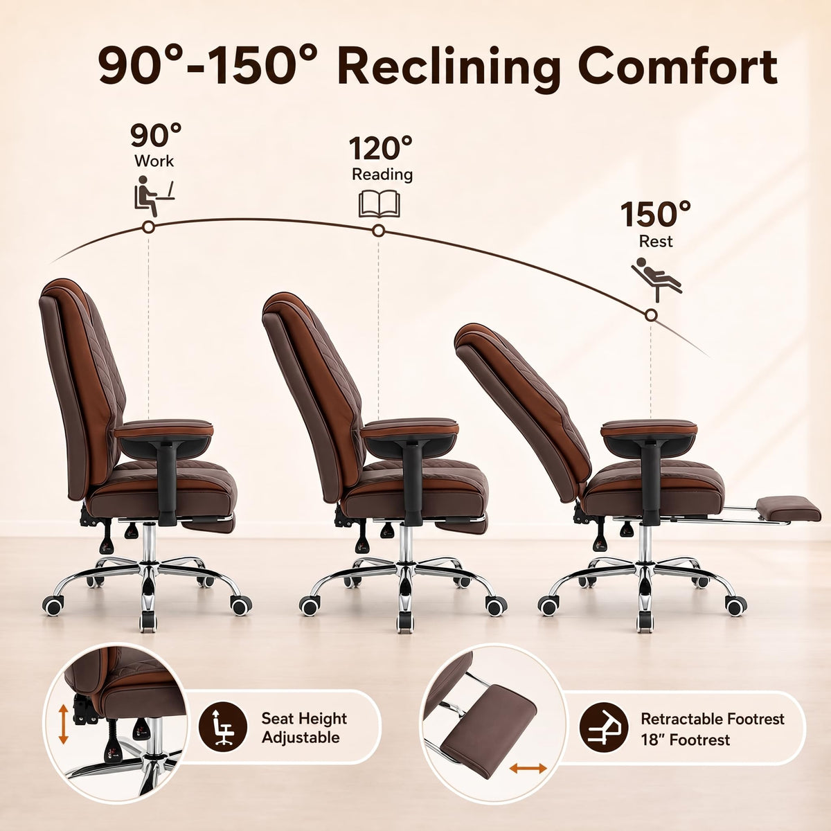 Big and Tall High Back Executive Office Chair with Foot Rest I794867
