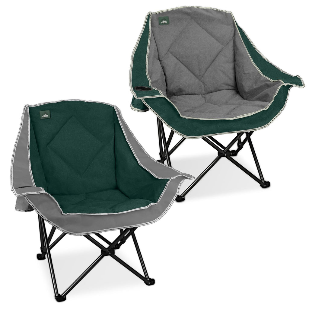 2 Pack Oversized Padded Folding Camping Chair with Cup Holder V422169