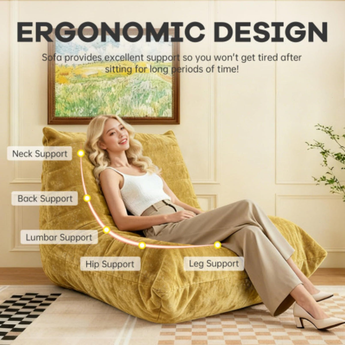 Memory Foam Flannelette Bean Bag Chair L56399