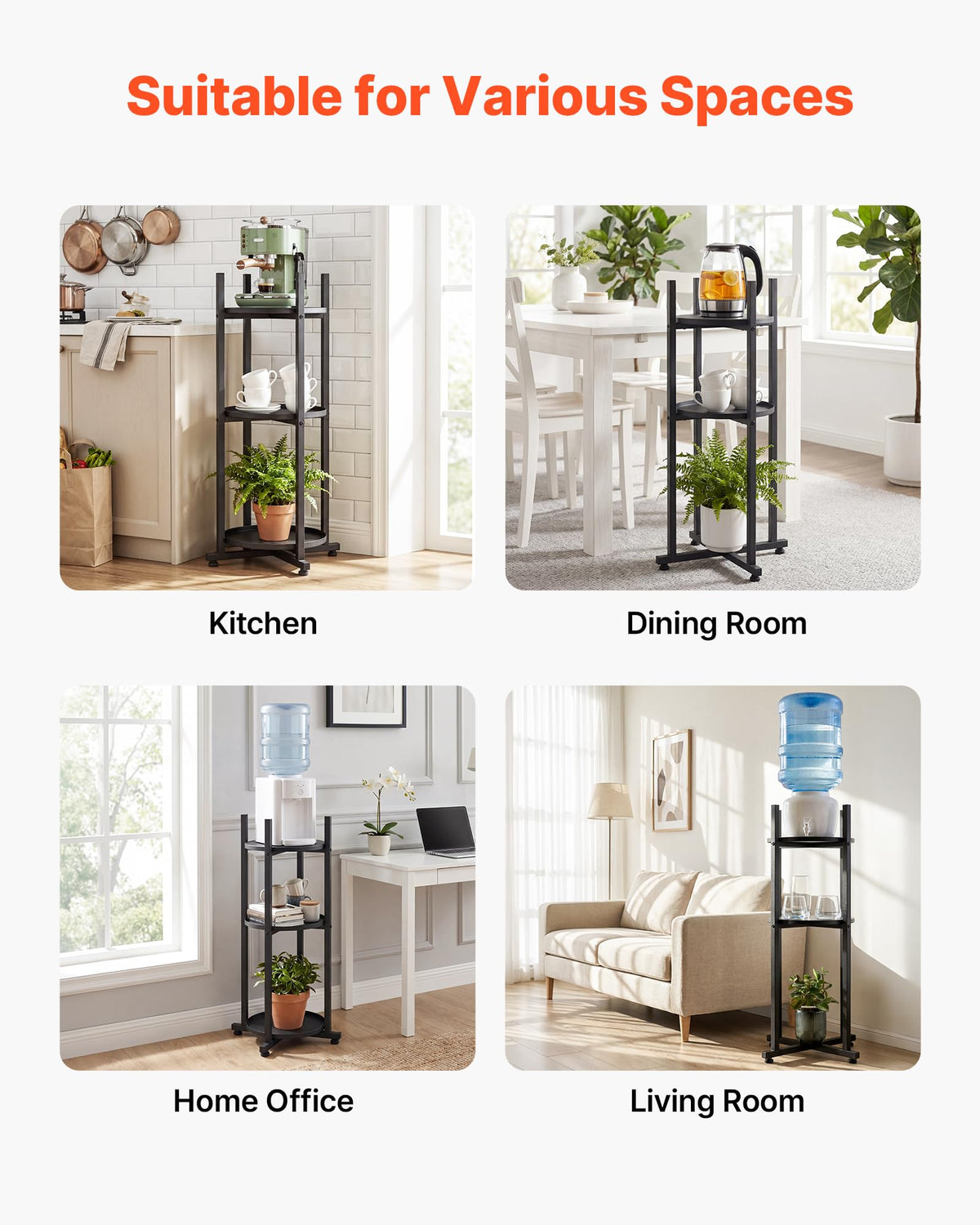 5 Gallon Heavy Duty Water Jug Stand with Storage Shelf C72155