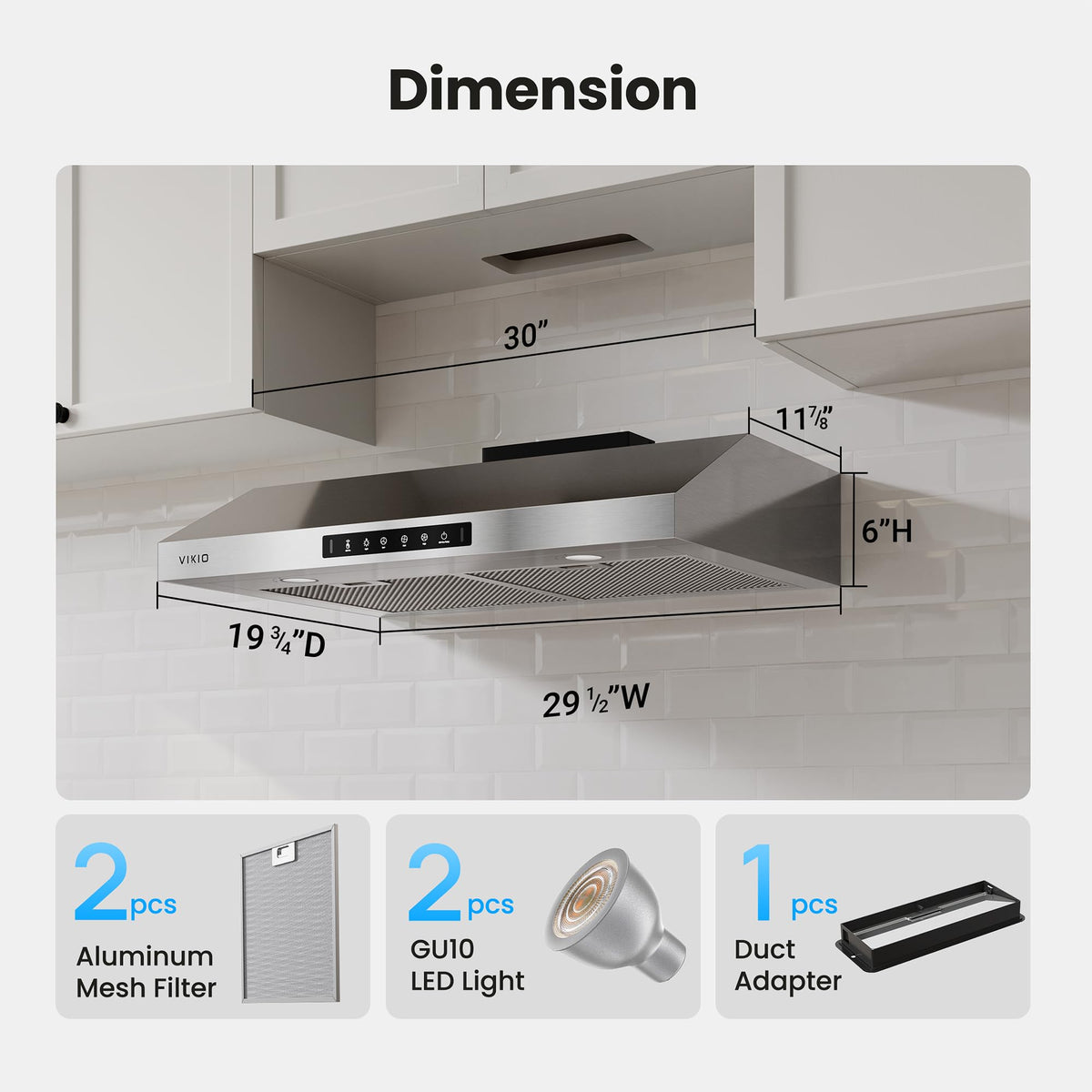 30 Inch Under Cabinet Range Hood 900 CFM Dual Motor X239