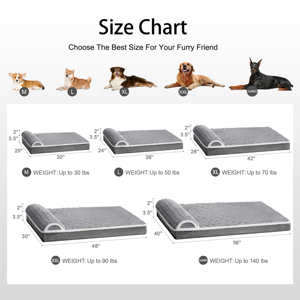 Large Dog Bed 36''X24'' Grey K9301