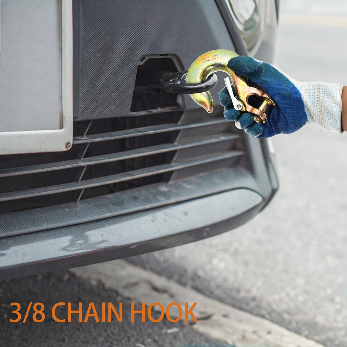 6 Pack 3/8 Inch G70 Forged Steel Clevis Slip Hook with Safety Latch J143640