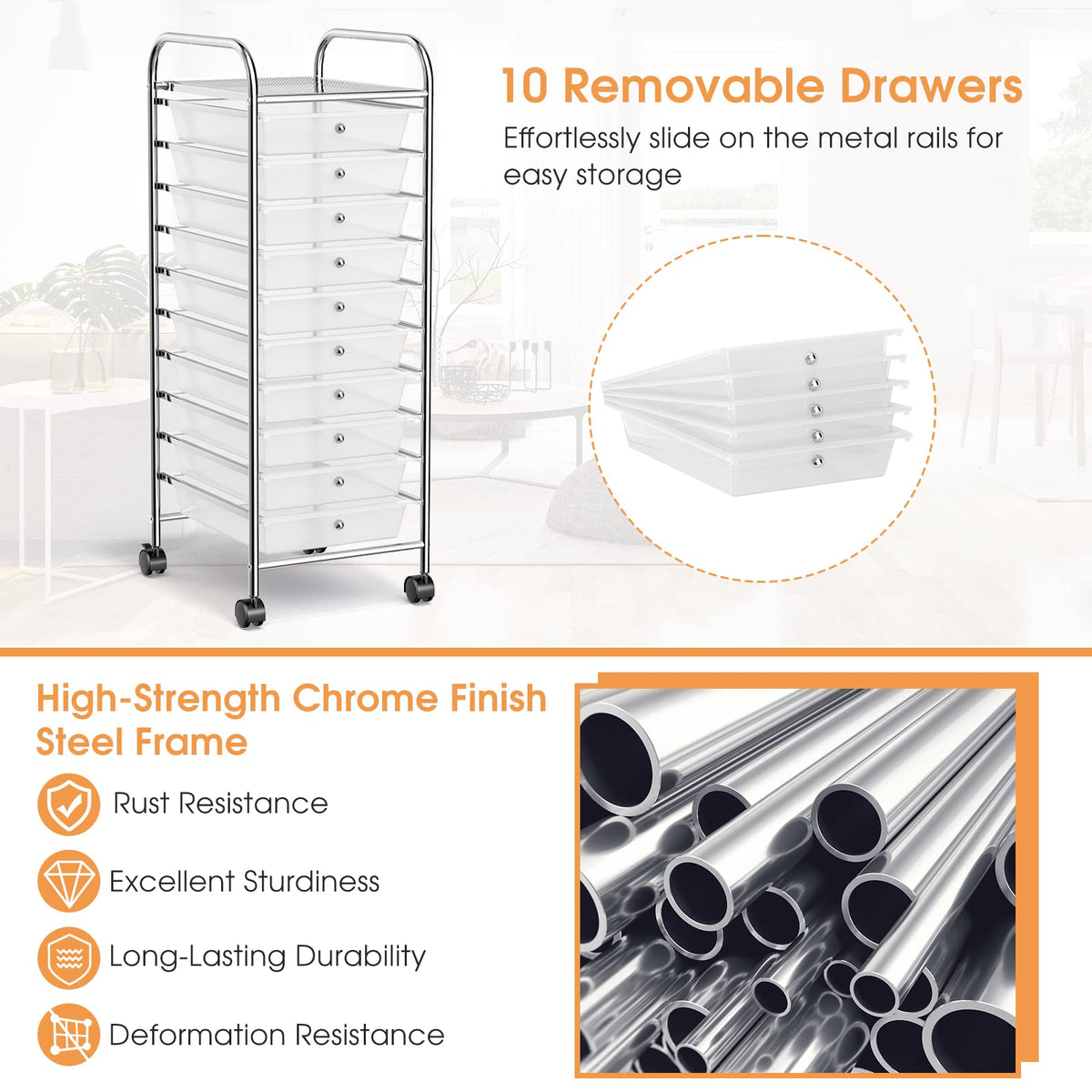 10 Drawers Rolling Storage Cart N399