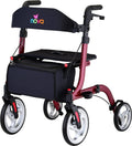 Red Compact Foldable Rollator Walker with Cane Holder B9375