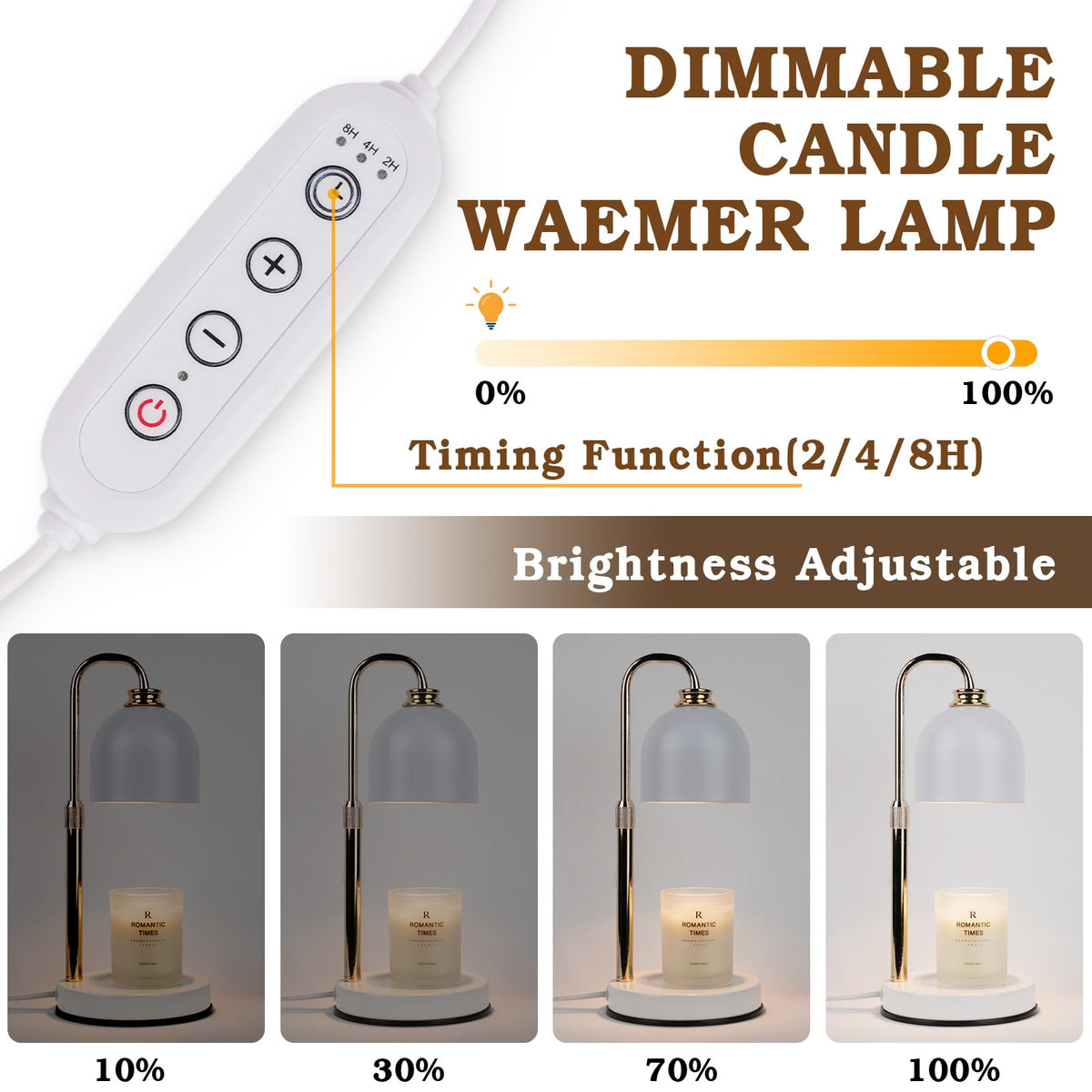 Candle Warmer Lamp with Timer Dimmable White J251