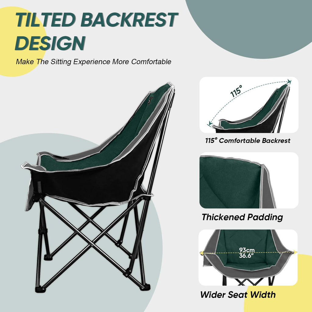 2 Pack Oversized Padded Folding Camping Chair with Cup Holder V422169