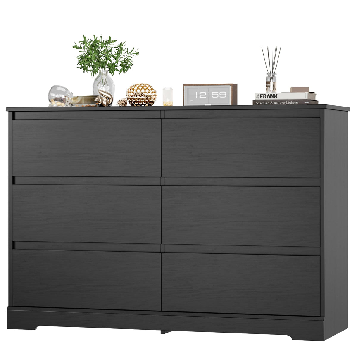 Black 6 Drawer Double Dresser L3447