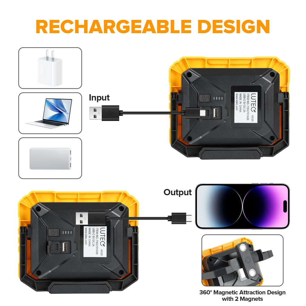 3500LM Rechargeable Magnetic LED Work Light with Stand E304027