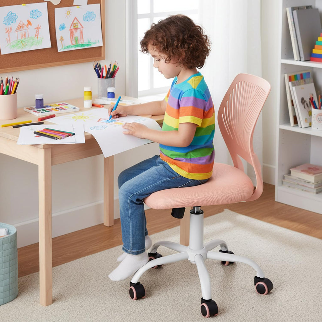Orange Mesh Height Adjustable Swivel Desk Chair O373