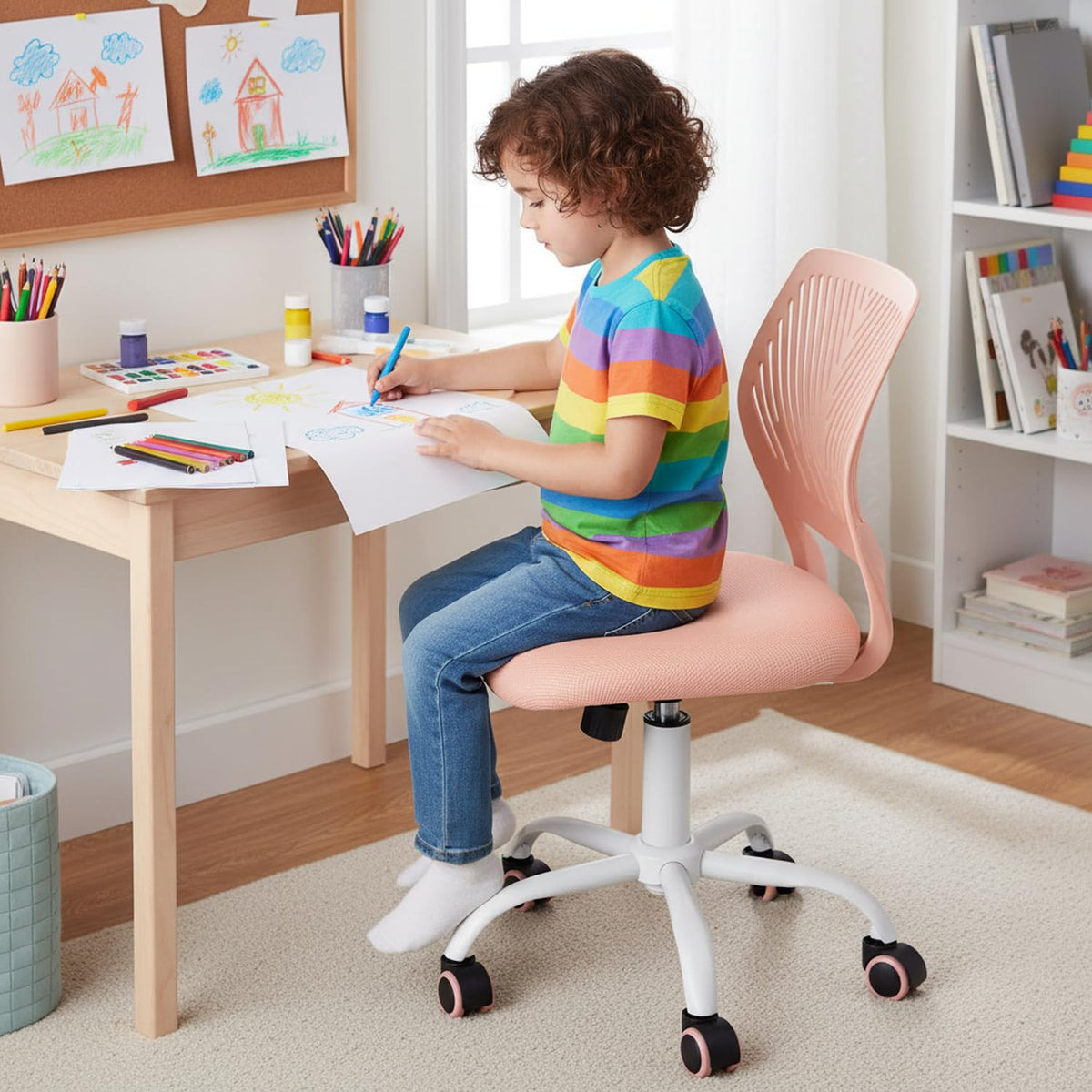 Orange Mesh Height Adjustable Swivel Desk Chair O373