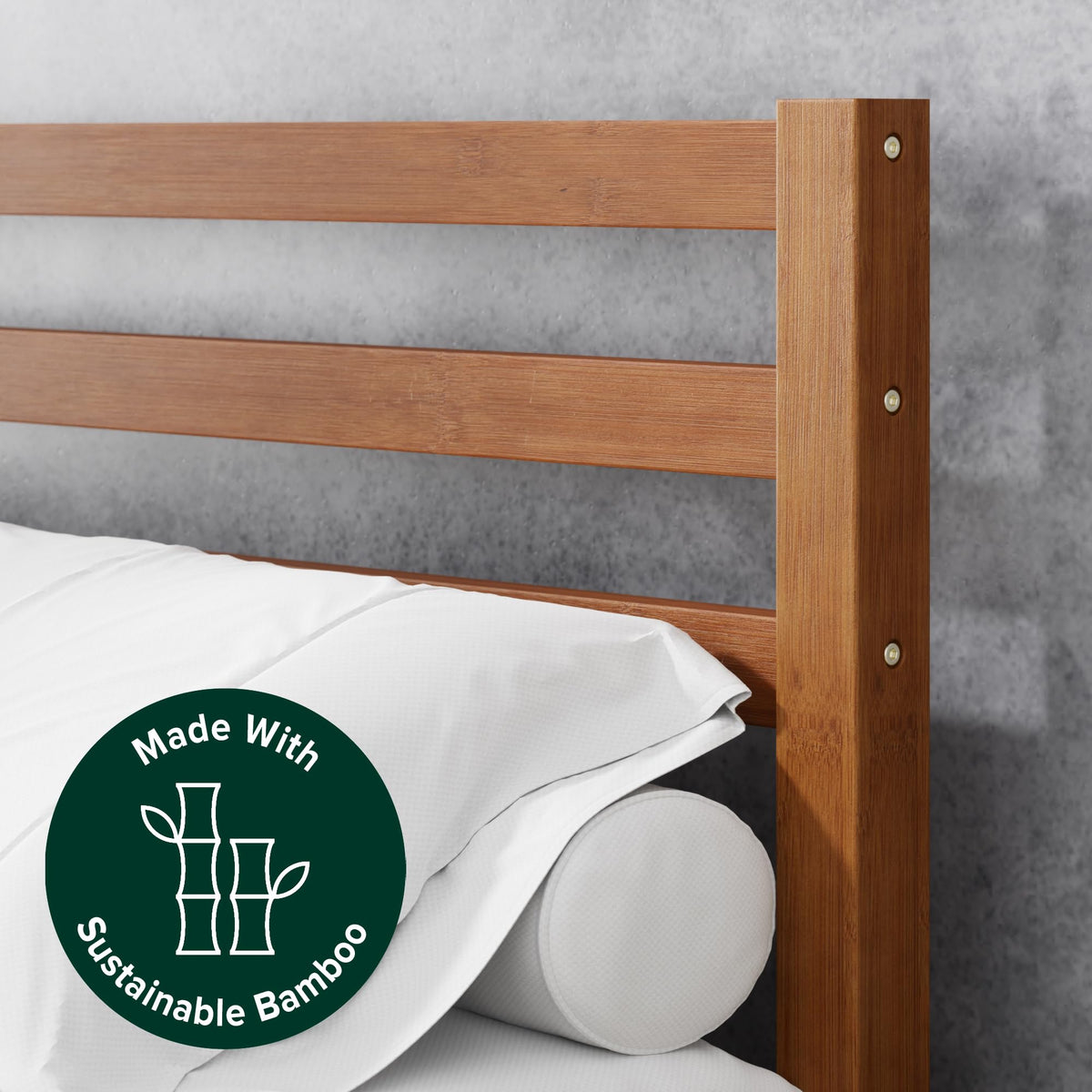 Twin Bamboo Platform Bed Frame with Headboard N9434