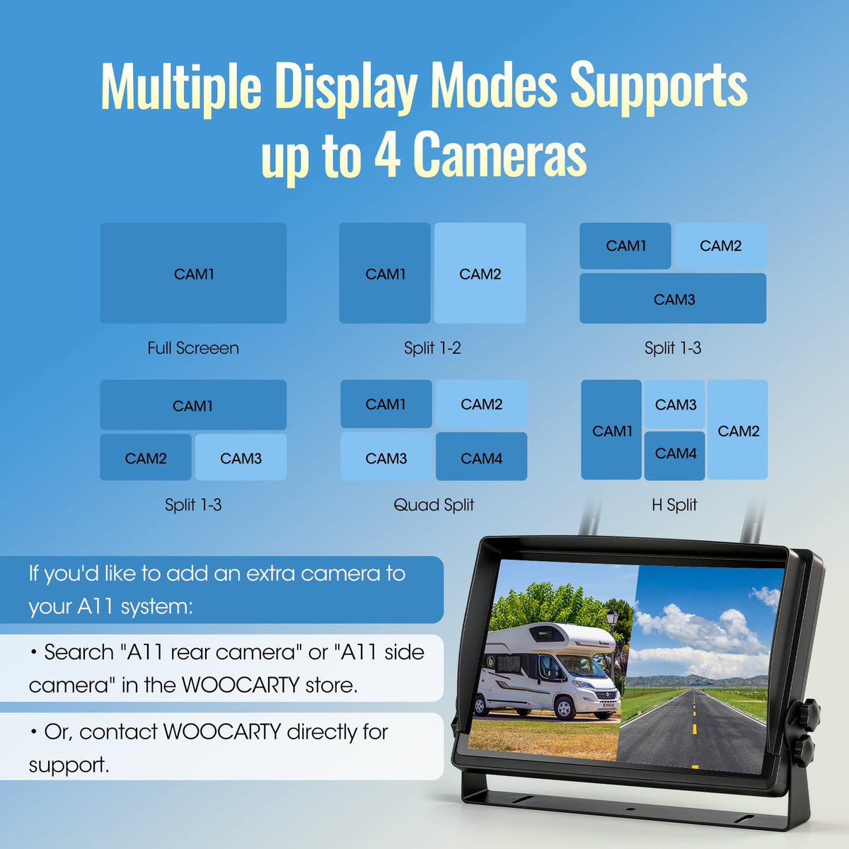7" Wireless Backup Camera System with DVR Split Screen Monitor S50977