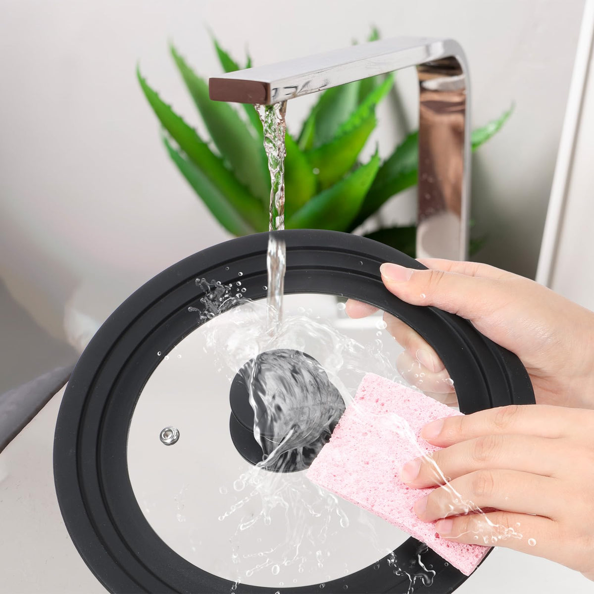 3 Pc Tempered Glass Pot Lids with Silicone Rim C221800