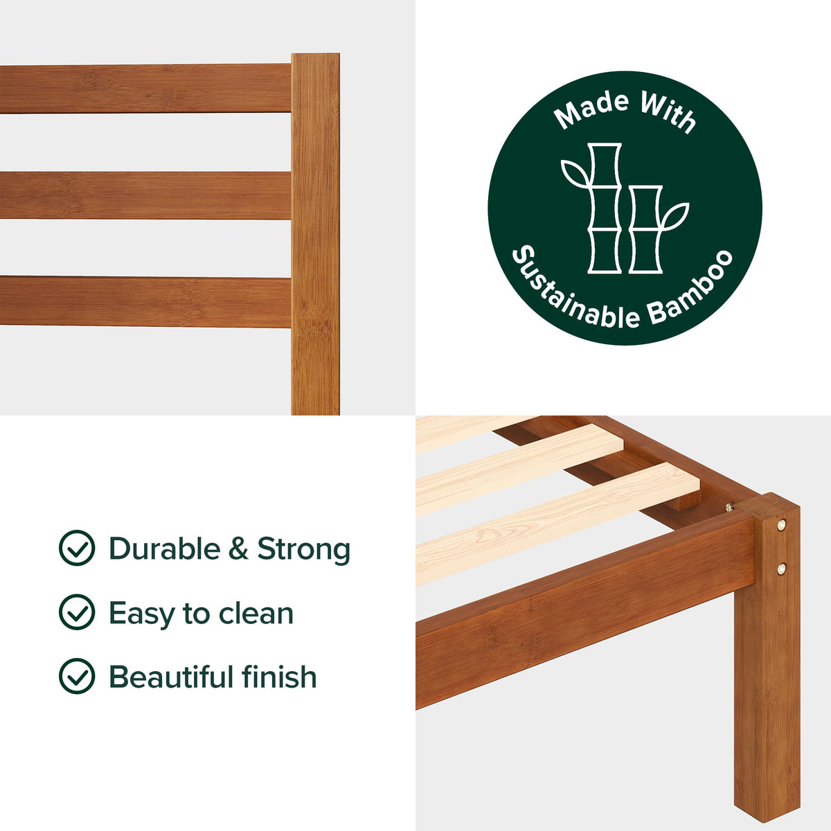 Twin Bamboo Platform Bed Frame with Headboard N9434
