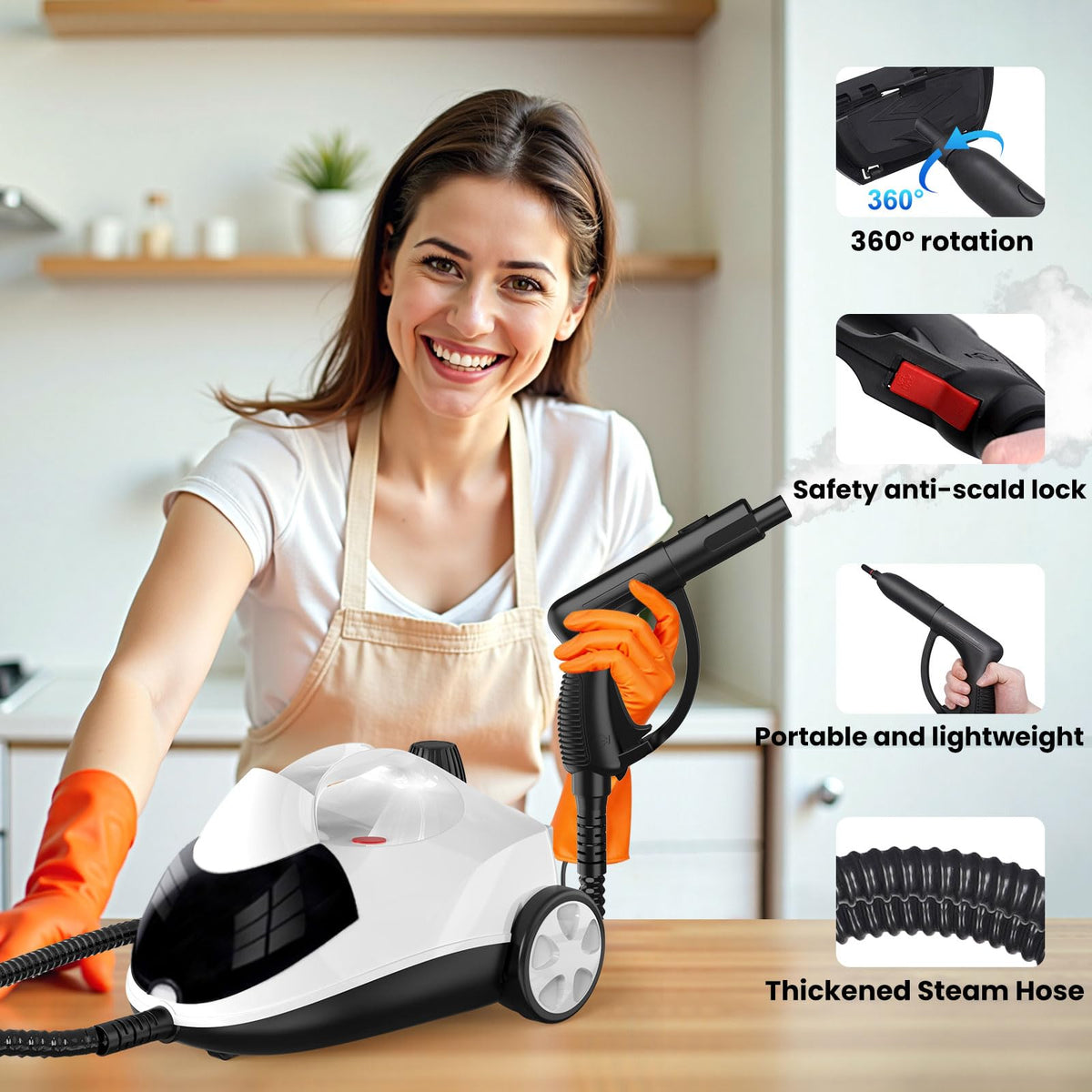 1.5L 6-in-1 Steam Cleaner with 8 Accessories O528760