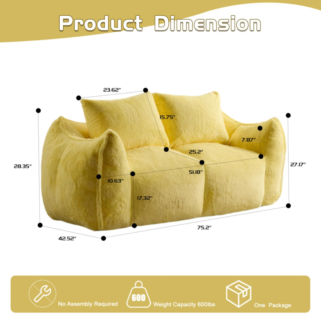 Oversized Faux Fur Memory Foam Bean Bag Sofa T381980