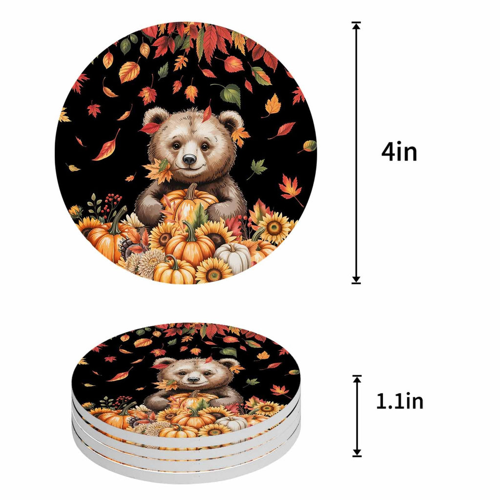 Set of 6 Absorbent Stone Ceramic Coasters with Holder L480