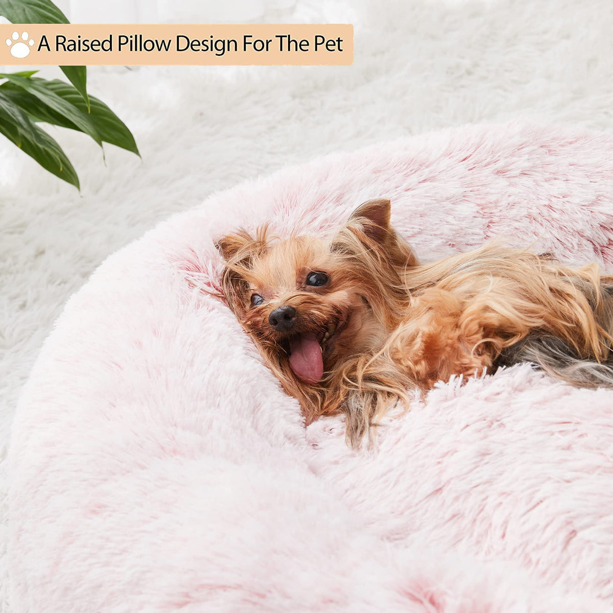 Pink Round Calming Dog Bed L85730