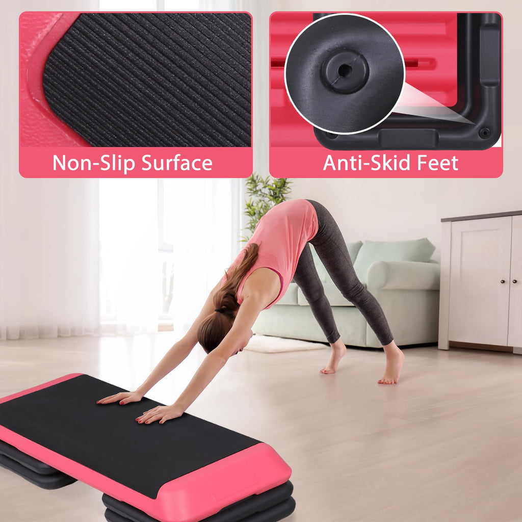 43" Adjustable Exercise Aerobic Step Platform with 4 Removable Risers O35505