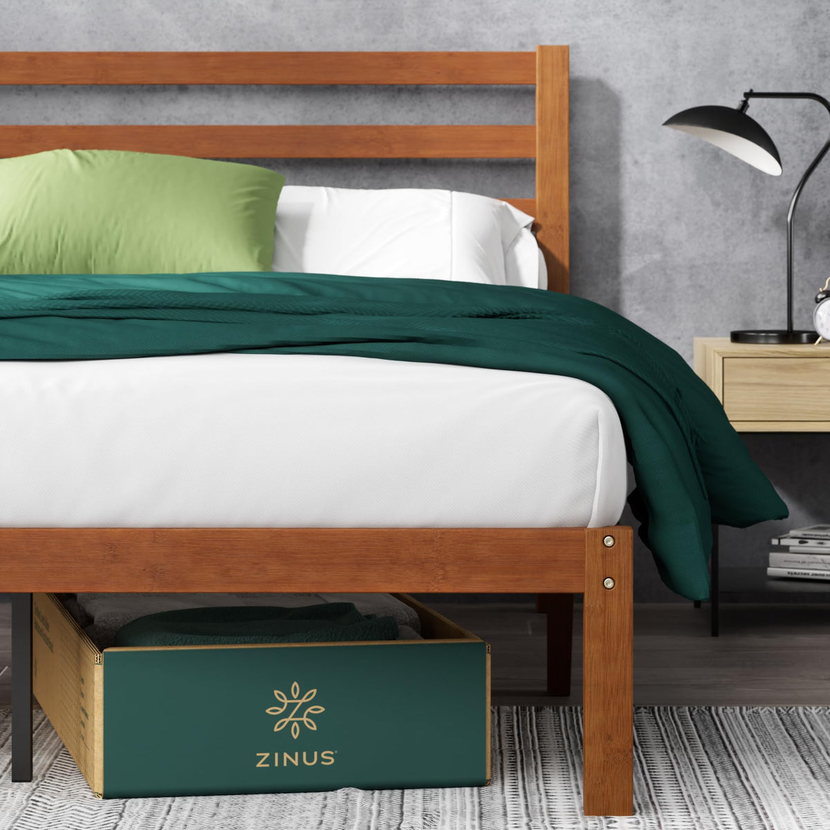 Twin Bamboo Platform Bed Frame with Headboard N9434