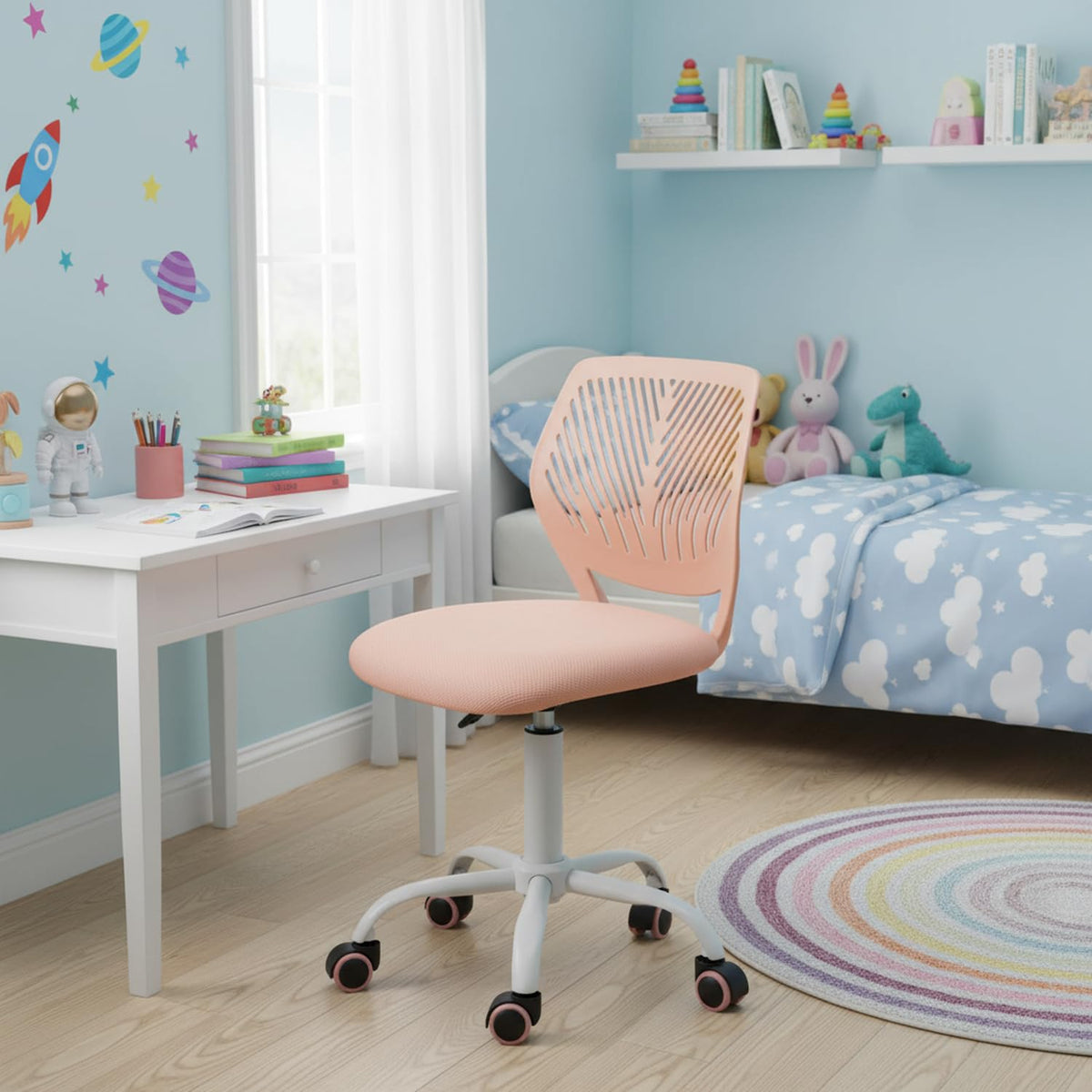 Orange Mesh Height Adjustable Swivel Desk Chair O373
